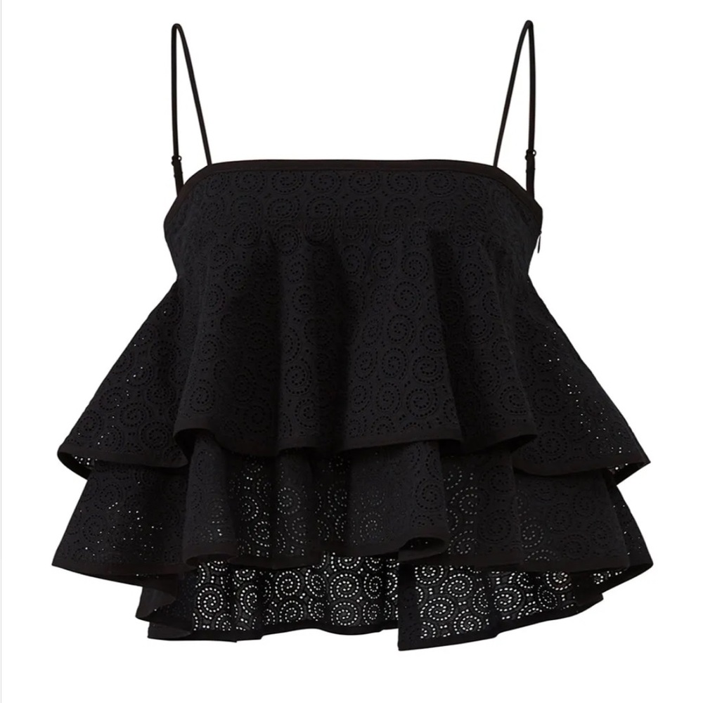 A.L.C. Black Eyelet Tiered Ruffle Camisole